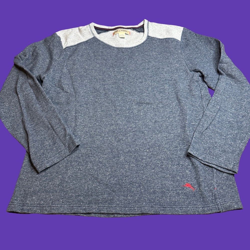 Tommy Bahama Gray Henley Thermal Pullover XL Long Sleeve Cotton Casual